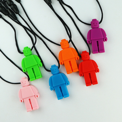 Direct Sales Robot Building Blocks Teething Pendant Baby Chewable Silicone Teething Gum Wholesale from Dongguan Manufacturer