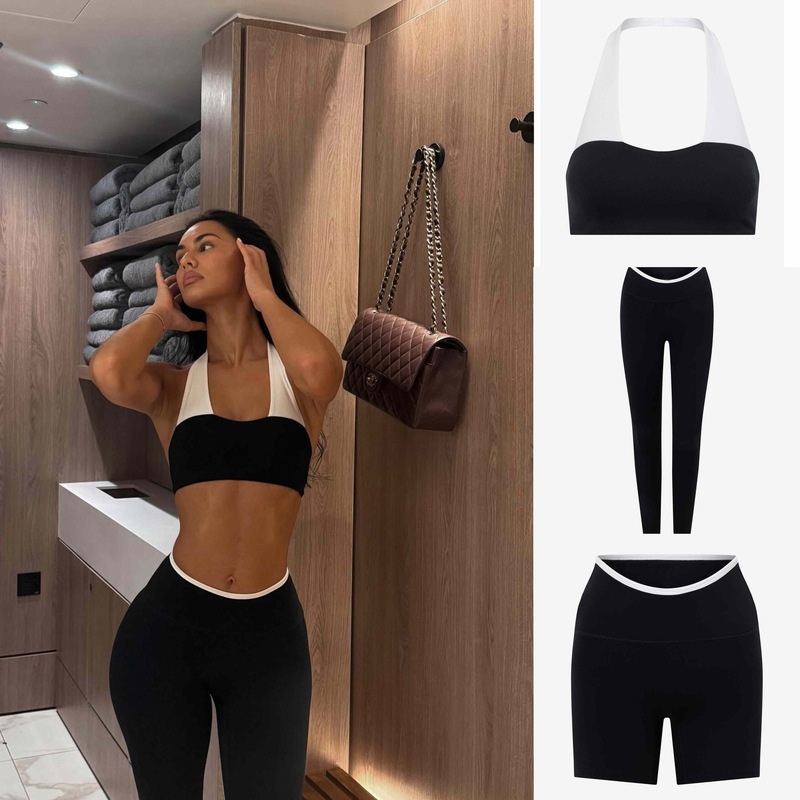 European and American Foreign Trade Cross-Border Yoga Set for Women, Color-Blocked Tube Top with Chest Pad, High-Waisted Quick-Drying Butt-Lifting Sports Pants European and American Foreign Trade Cross-Border Yoga Set for Women, Color-Blocked Tube Top with Chest Pad, High-Waisted Quick-Drying Butt-Lifting Sports Pants