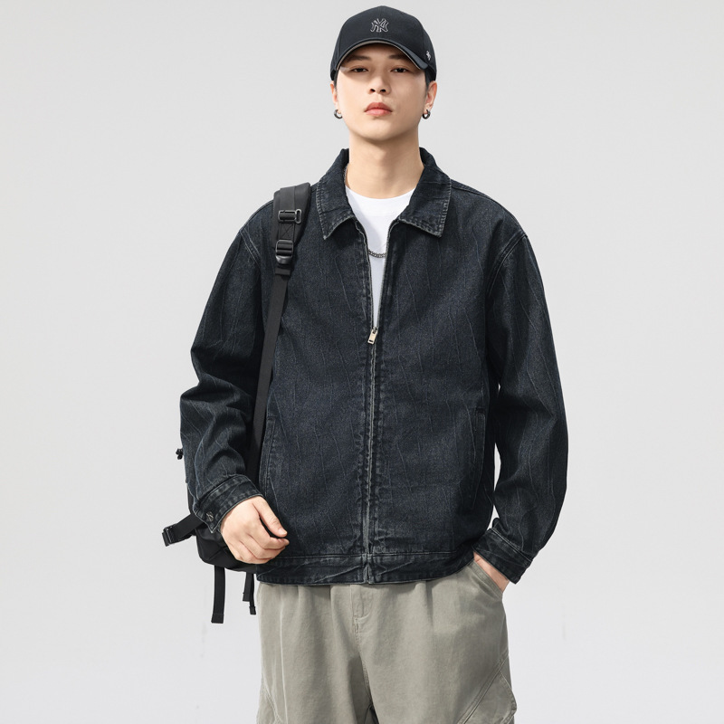 Washed Jacquard Retro Denim Jacket Autumn New American Fashion Brand Handsome Denim Jacket Washed Jacquard Retro Denim Jacket Autumn New American Fashion Brand Handsome Denim Jacket