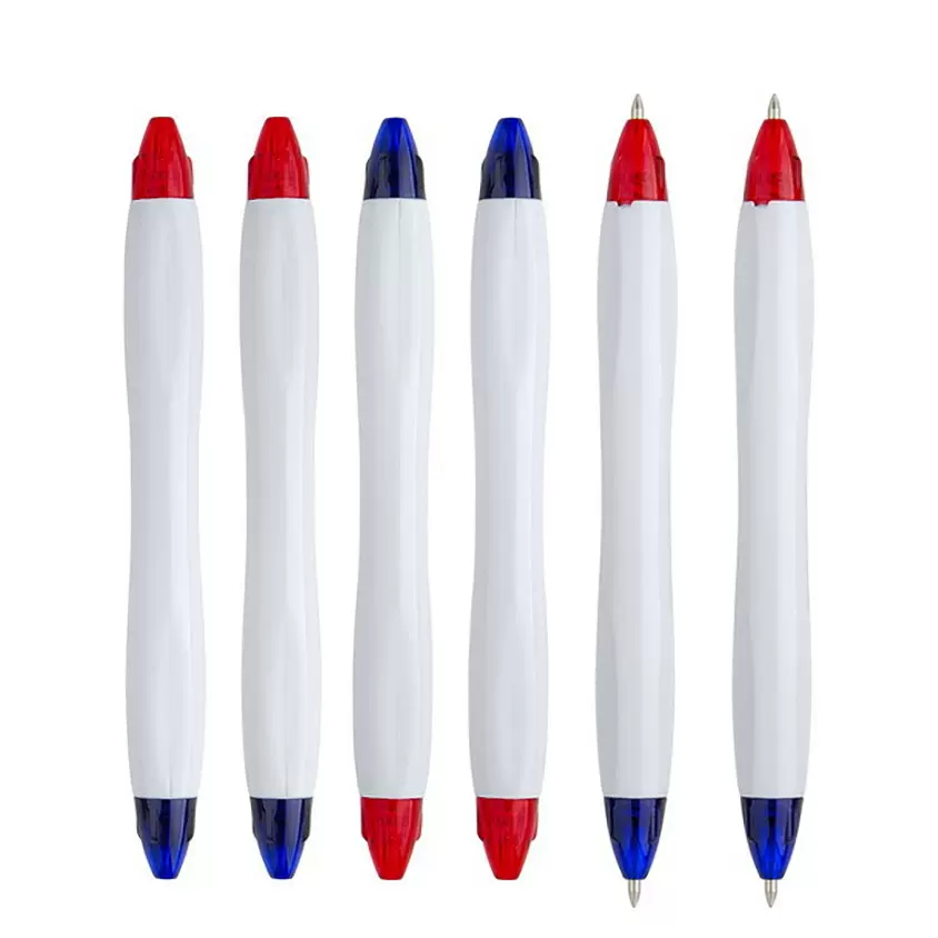 供应双头广告笔 扭动可印刷LOGO促销酒店宾馆双色笔 两头圆珠笔