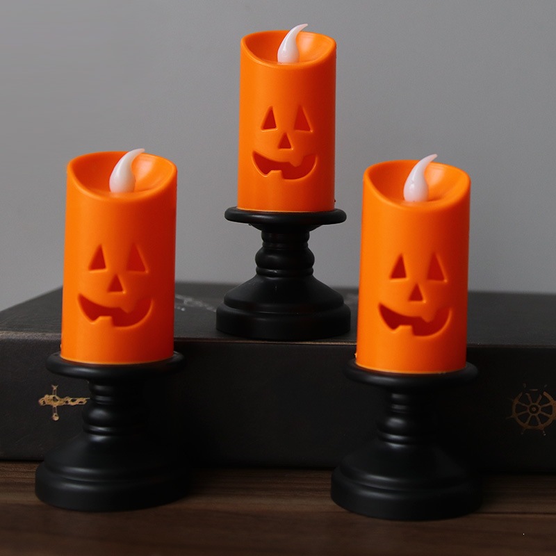 Halloween calabaza lámpara candelabro fiesta fantasma bar atmósfera decoración props lámpara de noche LED decoración de lámpara de vela electrónica