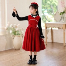 女童2025新款秋冬背心公主裙童装儿童洋气时髦拜年服小女孩连衣裙