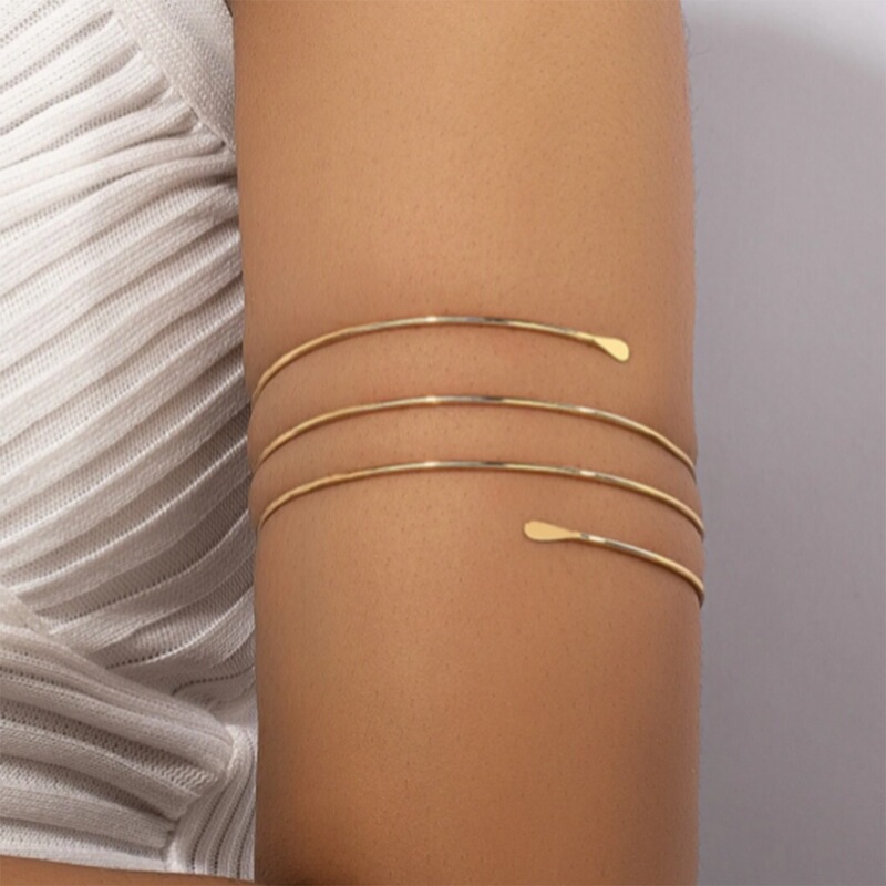 European and American Cross-Border Gold Glossy Four-Layer Spiral Arm Bracelet for Women, Simple and Stylish Personalized Upper Arm Bracelet European and American Cross-Border Gold Glossy Four-Layer Spiral Arm Bracelet for Women, Simple and Stylish Personalized Upper Arm Bracelet
