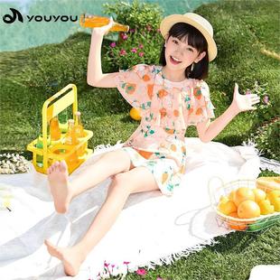 Children's Swimwear Girl's 2025 New Arrival Sweet Mesh Skirt Swimwear for Middle School and Big Children