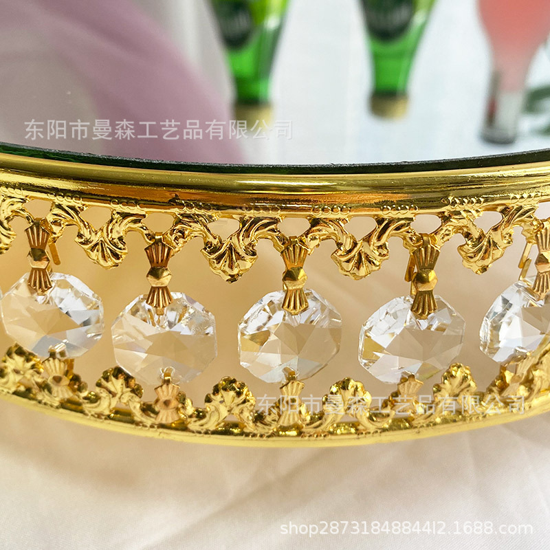 Venta al por mayor de estilo europeo de cristal redondo plato de fruta plato de pastel de alto aspecto bandeja de postre decoración de mesa de boda accesorios