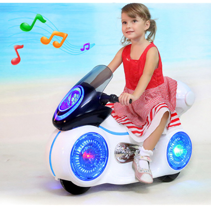 Comercio exterior nuevo espacio eléctrico para niños Motocicleta bebé puede sentarse cochecito de tres ruedas música ligera batería coche de juguete