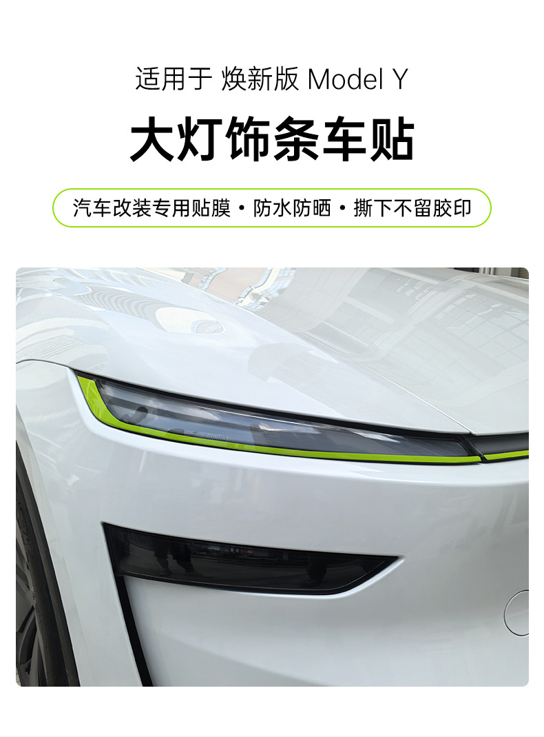 Suitable for Tesla's New Version Model Y3 Headlight Trim Junipery Car Headlight Decoration Color Changing Film