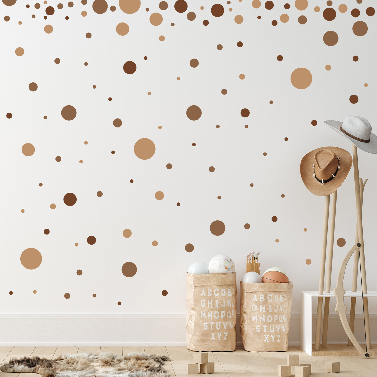 A4003 bedroom wall decoration 3d brown dot stickers self-adhesive environmental diy wall stickers home