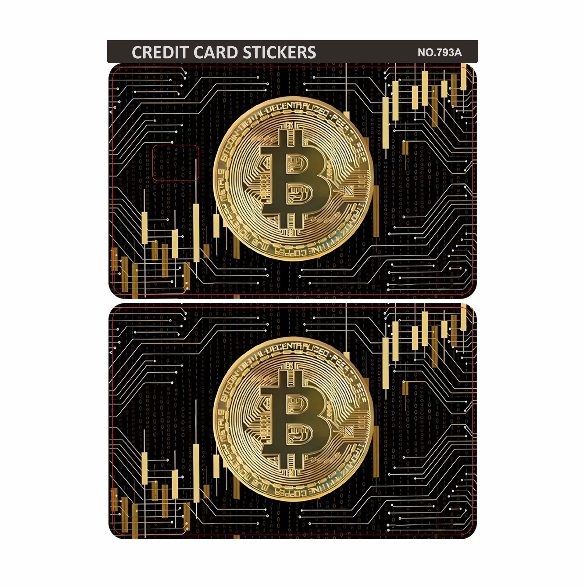 Cross-border new front and back 2-piece set Bitcoin series decorative credit card skin sticker card sticker creative 2025