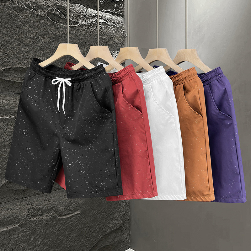 Cross-Border Trendy Men's Shorts Summer New Korean Style Unique Shiny Trendy Brand Sports Casual Knee-Length Beach Shorts Cross-Border Trendy Men's Shorts Summer New Korean Style Unique Shiny Trendy Brand Sports Casual Knee-Length Beach Shorts