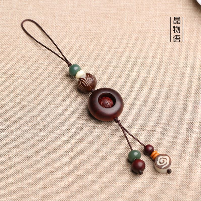 Small-Leaf Red Sandalwood Blood Sandalwood Lotus Pendant Creative Phone Chain Accessory USB Flash Drive Keychain