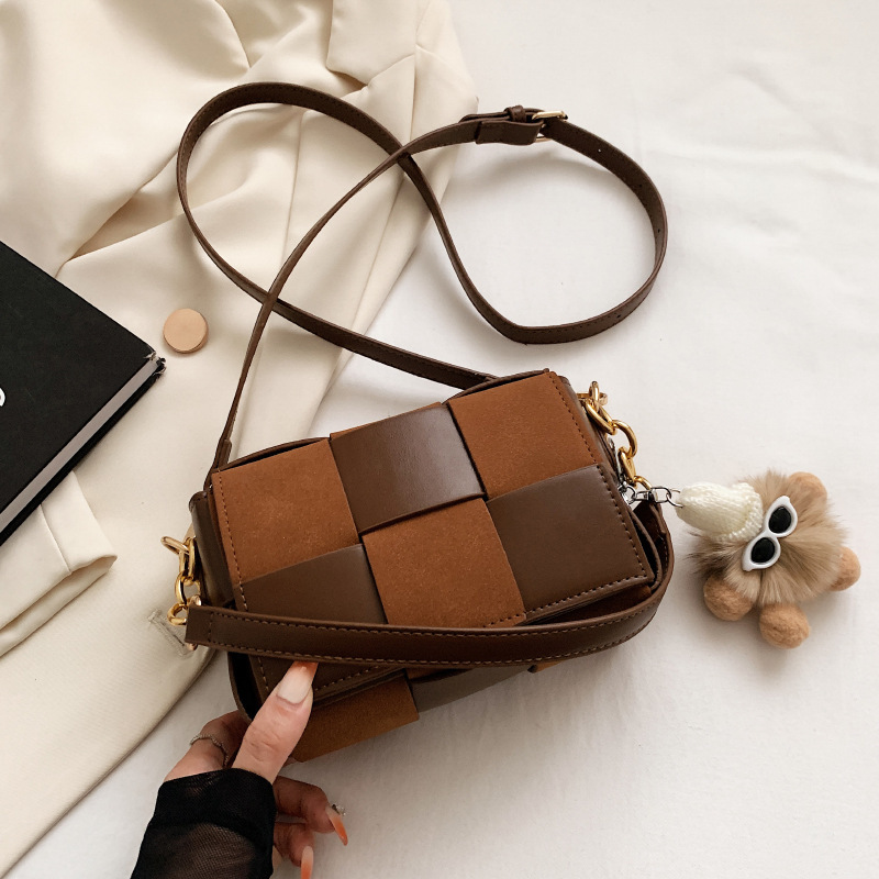 Estilo coreano contraste color tejido pequeño bolso cuadrado 2023 otoño nuevo versátil retro moda bolso de hombro ins crossbody bolso de mujer