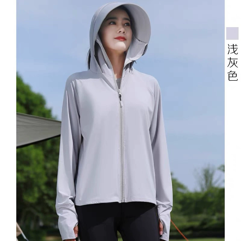 Солнцезащитная одежда 2025 лето тонкий ледяной шелк дышащая анти-UV одежда для рыбалки на открытом воздухе с капюшоном топ