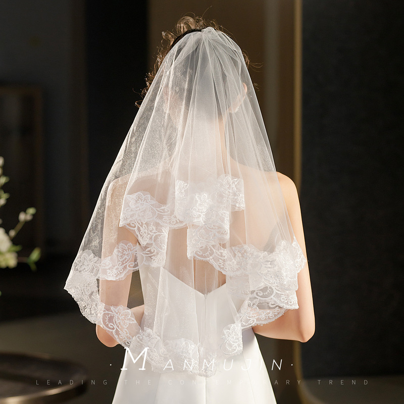 Wholesale Special Price Foreign Trade Bridal Veil Short Single-Layer Lace Veil Wedding Party Photo Shoot Styling Headpiece Veil Wholesale Special Price Foreign Trade Bridal Veil Short Single-Layer Lace Veil Wedding Party Photo Shoot Styling Headpiece Veil
