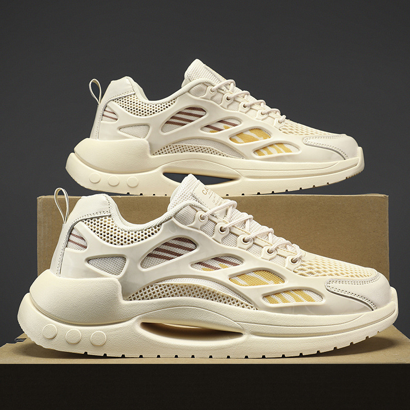 男鞋2024新款春夏網面透氣運動跑步鞋休閒青少年厚底增高老爹潮鞋