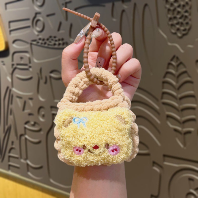 ぬいぐるみ手織り小銭入れクリームクマキーホルダーかわいいミニ収納袋ペンダント卸売|undefined