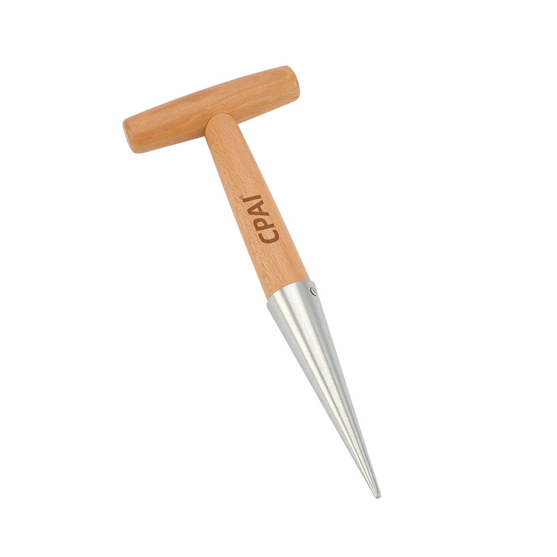 Siembra, transferencia de plántulas, fertilización, artefacto mágico de acero inoxidable, mango de madera, perforación, sembrador de plántulas, jardín, perforación de plántulas de carne