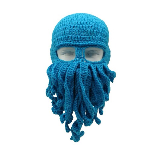 Cross-border woolen octopus hat funny party Halloween squid hat handmade warm windproof ski hat
