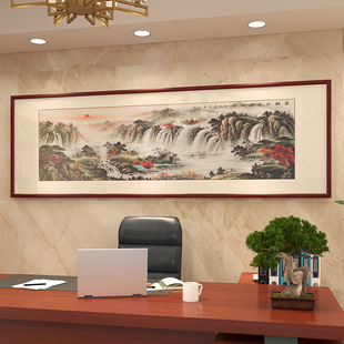新中式山水画挂画客厅背景墙装饰画办公室水墨国画风景画书房壁画-阿里巴巴