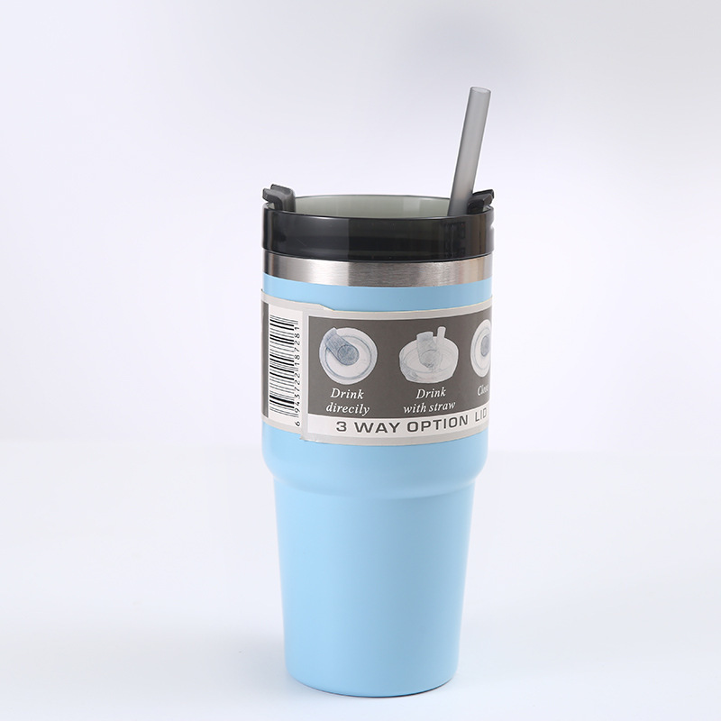 東南アジアアメリカンスタイル 20oz30oz カーカップポータブルシングルおよびダブルドリンク透明カバーアイスバ 304 ステンレス鋼魔法瓶カップ|undefined