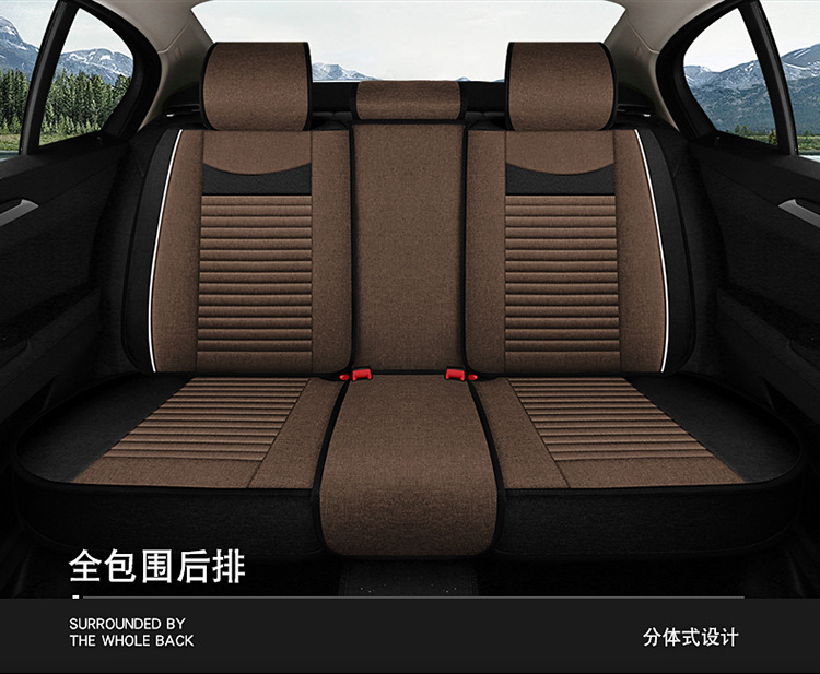 Car Seat Cover for All Seasons 2024 New Style Bag Seat Cover Linen Fabric Car Seat Cushion Surround Seat Cover