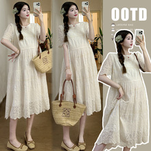 2024孕妇夏装新款雪纺刺绣连衣裙潮妈宽松显瘦高级感气质仙女裙子