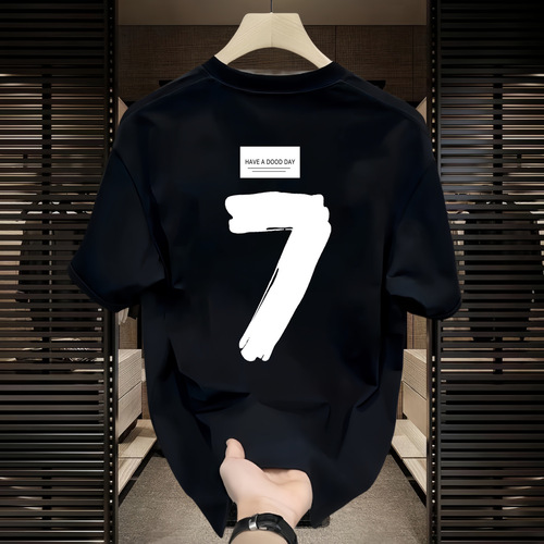 Heavyweight pure cotton short-sleeved T-shirt casual trendy men's and women's summer Instagram white match round neck top stylish versatile men's half-sleeve