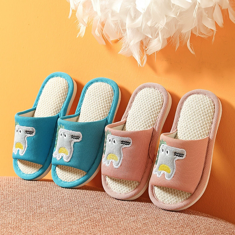 Детские весенние, летние и осенние сандалии Four Seasons с открытым носком из деревянного напольного белья из ПВХ с мультяшным маленьким динозавром для дома и улицы