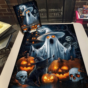 Cross-Border Pumpkin Ghost Parade Jigsaw Puzzle Pumpkin Ghost Parade Halloween Puzzle