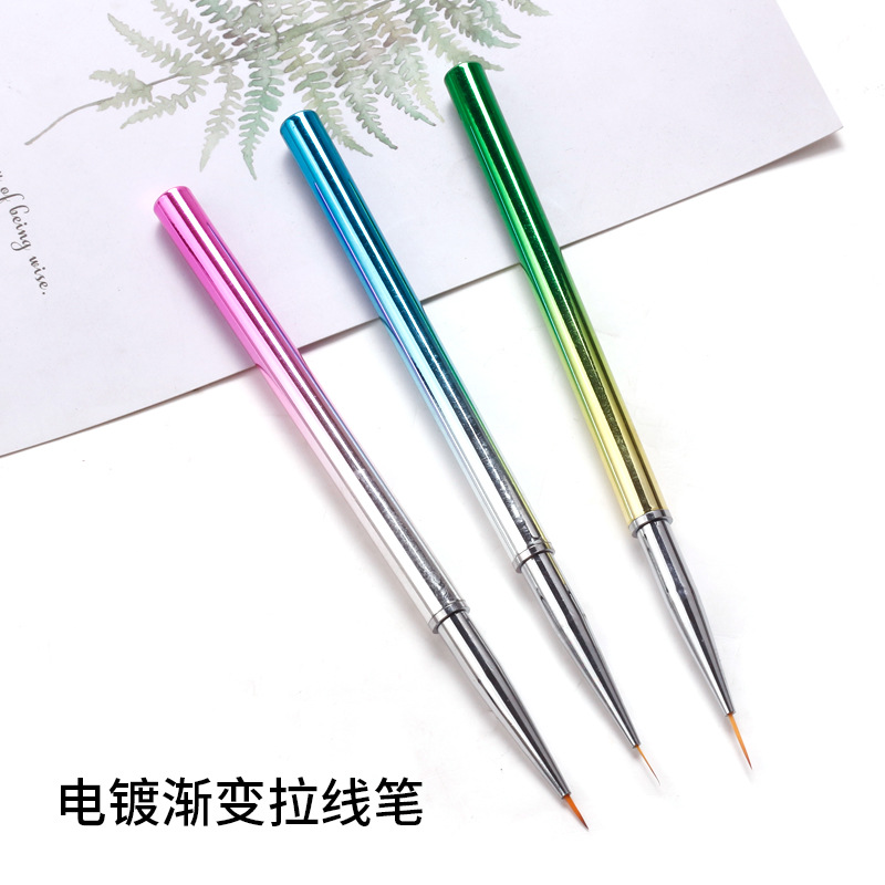 Bolígrafo de uñas exclusivo transfronterizo, varilla de galvanoplastia, varilla de perforación con lentejuelas, varilla roscada, juego de bolígrafo de dibujo de flores de cola de pez de oro rosa