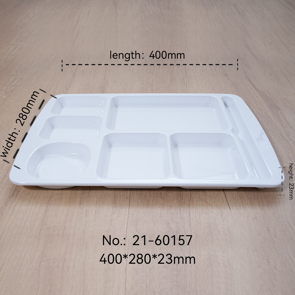 Plato de comidas rápidas de melamina blanca multiplate de plástico de porcelana imitación para comedor escolar de cuatro placas y seis placas personalizadas