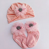 Children's hat, set for early age, cute gift box for new born, hair accessory for princess, socks, flowered, Birthday gift