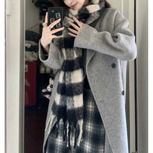 法式简约燕麦色毛呢大衣女中长款2025秋冬韩版新款赫本风毛呢外套