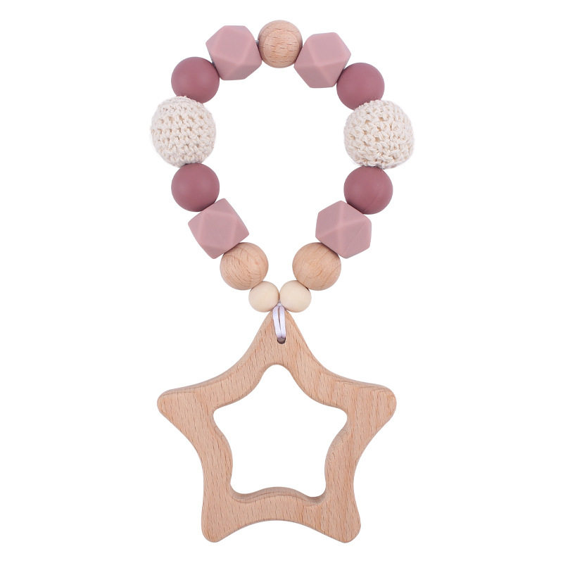 Nuevo bebé de dibujos animados Beech Star teether DIY calmante bebé mordedura de pegamento molar pulsera juguete