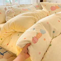 ミルクベルベットキルトカバーシングルピース150X200x230冬プラスベルベットキルトカバーコーラルベルベットフランネル寝具4点セット