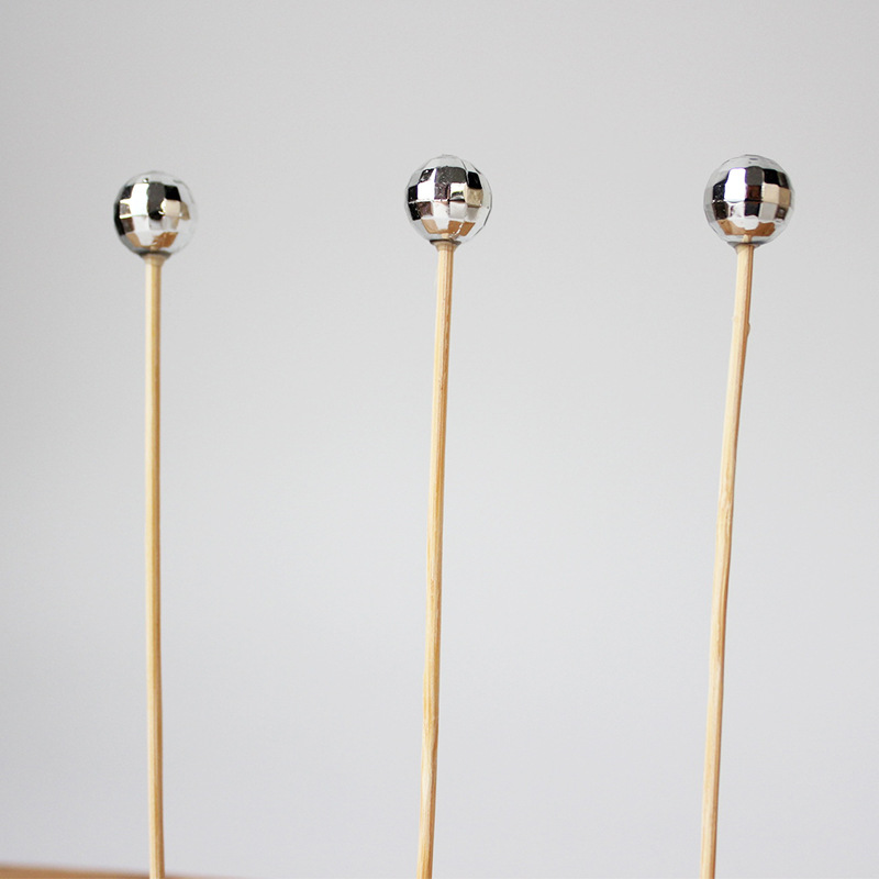 Bola de discoteca perlas palo de fruta 100 unids/cubierto de Tierra esférica espejo cóctel palo desechable palo de bambú Amazon