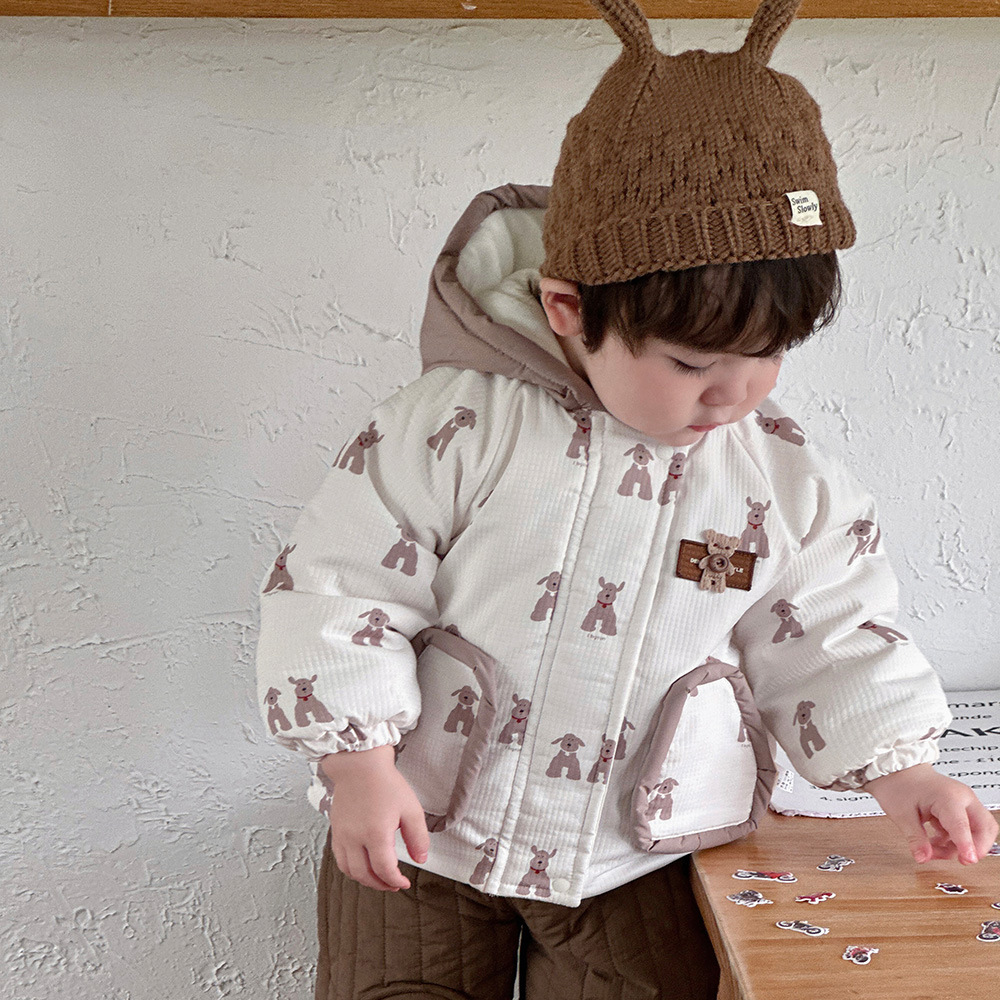 [Estilo personalizado] Versión coreana de la chaqueta acolchada de otoño e invierno de estilo occidental, gruesa y cálida, linda chaqueta acolchada de algodón para bebés súper linda, ropa de salida