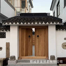老榆木仿古中式大门庭院进户门农村自建房实木单双开大门榆木大门