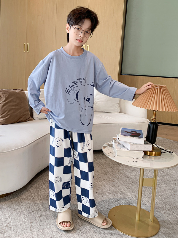 儿童睡衣2025男童春秋款新款长袖空调服家居服套装中大童男孩薄款|undefined