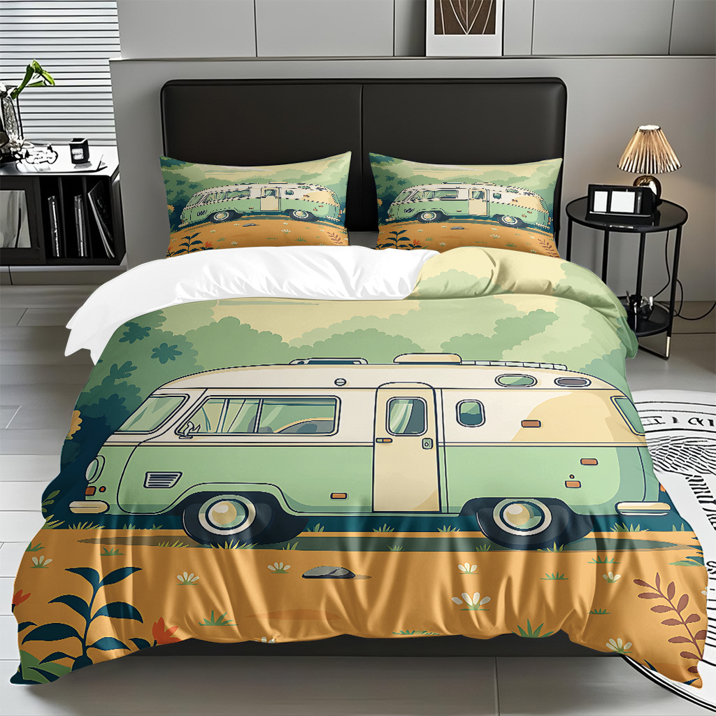 Ventas transfronterizas textiles caseros de ocio viento camping impresión digital abrasión quilt kit fuente de fábrica TEMU / JIT