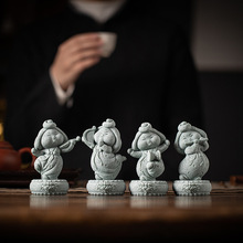 创意新中式唐仕女竖琴笛子乐器茶宠摆件鱼缸造景盆栽客厅桌面装饰