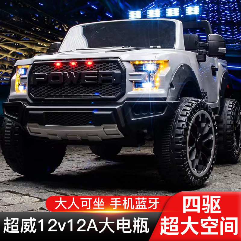 Coche eléctrico para niños, vehículo todoterreno de cuatro ruedas, cochecito grande de dos plazas, coche de control remoto para bebés, coche de juguete para niños, puede sentarse