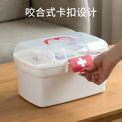 Medicine box household plastic multi-layer storage box portable first aid box medicine box manufacturer wholesale printable logo