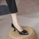 1012-5 high heels women 2024 new soft leather soft bottom not tired feet black shoes professional work shoes