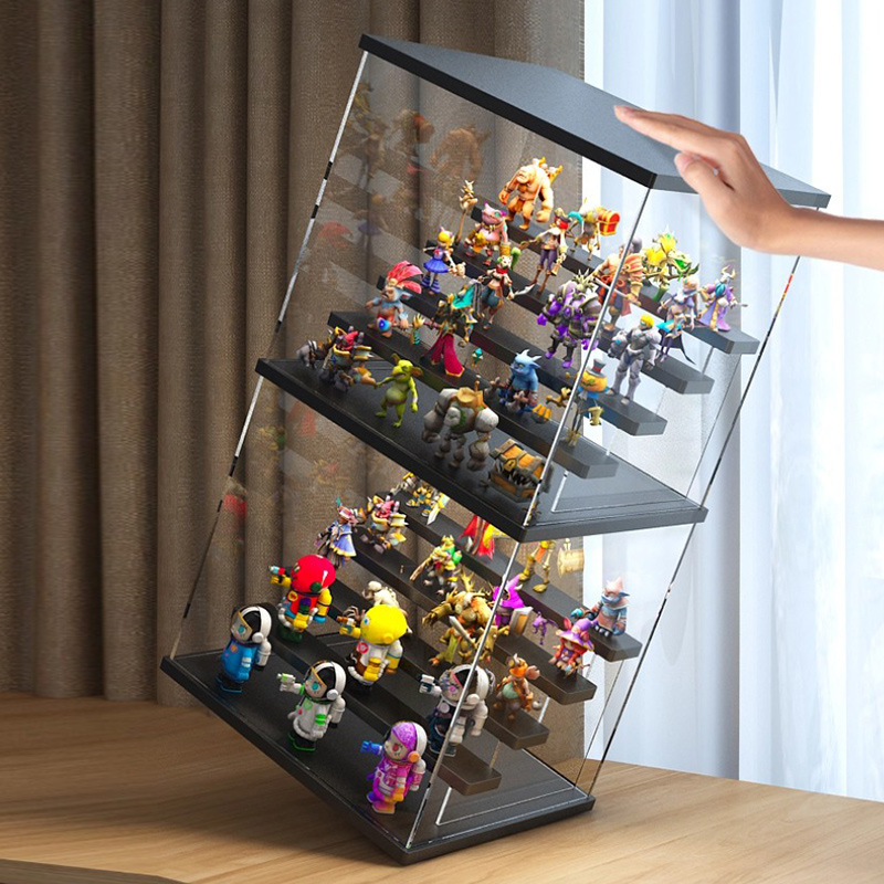 Caja de almacenamiento de rack de burbuja Caja de exhibición de acrílico mate caja de luz hecha a mano transparente de moda Lego estante de exhibición grande