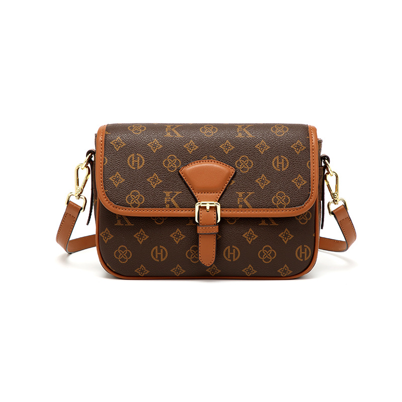 MK F2024 nuevo bolso cuadrado pequeño retro, bolso clásico de la vieja flor, moda, todo fósforo, bolso de hombro para mujer, viajero femenino