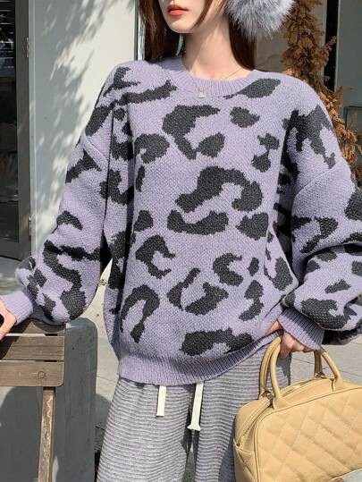 豹纹复古毛衣男女潮牌小众百搭软糯毛茸茸慵懒高级感宽松ins线衣|undefined