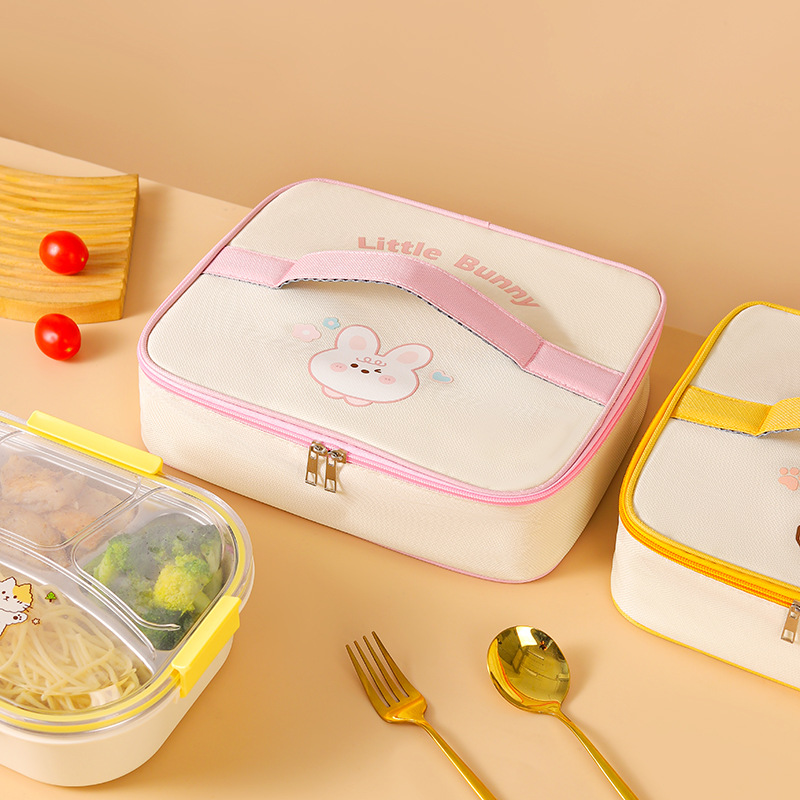Bolsa aislante portátil simple de dibujos animados, bolsa bento cuadrada, bolsa de almuerzo para ir al trabajo y a la escuela, bolsa de almuerzo, bolsa de lonchera grande