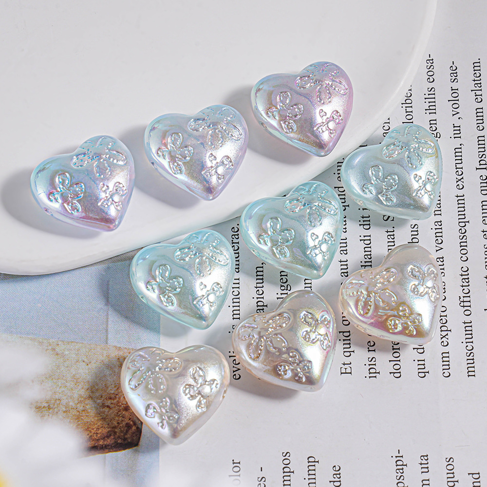 Haijia patrón chapado en color color mágico agujero pasante amor con cuentas cadena de teléfono móvil material de bricolaje cuentas sueltas en forma de corazón piezas pequeñas accesorios