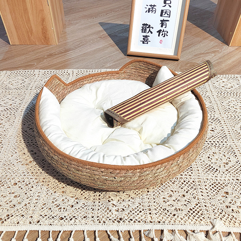 고양이귀카키+화이트 화장솜+베개+매트